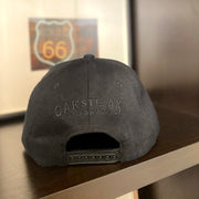 Embroidered Flat Bill Snapback Hat - Black Tone on Tone